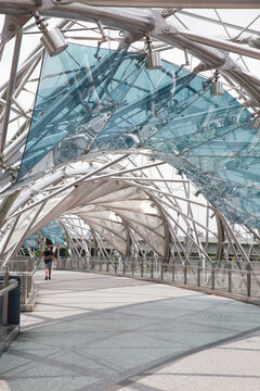 Detail of the High Tech pedestrian Helix Bridge with DNA structures, Singapore