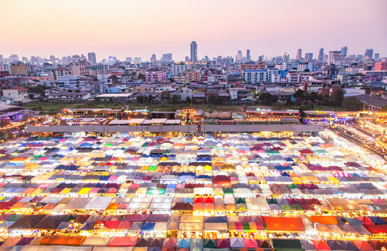 Colorful Night Train Market, Ratchada, Bangkok, Thailand