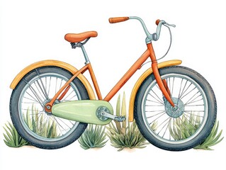 Fototapeta premium Stylish bicycle with a basket resting in an urban setting perfect for leisurely rides and eco-friendly transportation