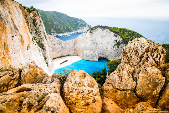Navagio beach with the famous wrecked ship, Zante (Zakynthos), Greek Islands