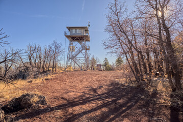 The fire watchtower on the summit of Apache Maid Mountain, Coconino National Forest, Arizona