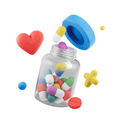 pillbox , Medicine Bottle ,3D Medical clay style Icon Pack	