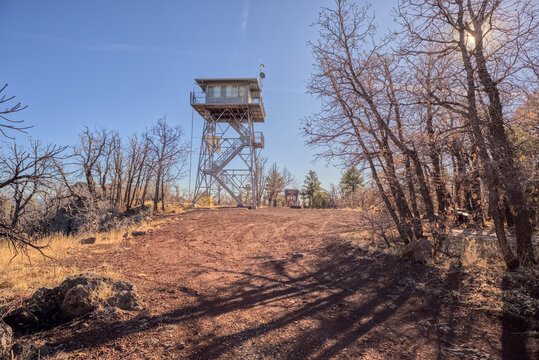 The fire watchtower on the summit of Apache Maid Mountain, Coconino National Forest, Arizona