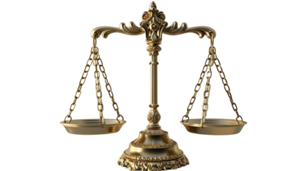 Golden Scales of Justice: A meticulously crafted, antique golden scale symbolizes balance, fairness, and the pursuit of justice. Its intricate design evokes the gravity and weight of legal decisions.