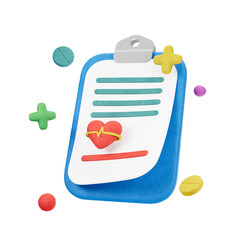 Health report , board , 3D Medical clay style Icon Pack	