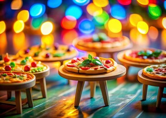 Miniature Cartoon Pizzas, Tilt-Shift Photography, Fun Food, Cute Food Photography