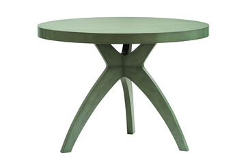 Modern green round table isolated on a transparent or white background, cut-out, PNG