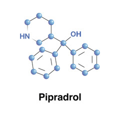 Pipradrol  Meratran Mild Central Nervous System Stimulant Norepinephrine - Dopamine Reuptake Inhibitor. Antidepressant Medical Vector Illustration