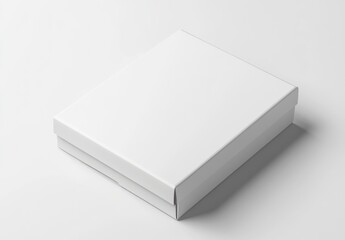 Fototapeta premium Closed White Box with Lid on White Background for Product Packaging