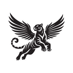 Bengal Tiger Animal Standing On A Rock  Vector Illustration Silhouette