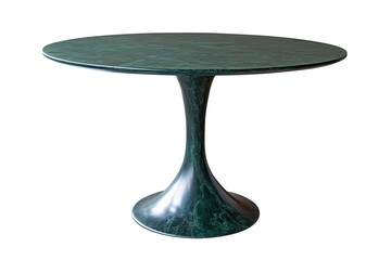 Modern green round table isolated on a transparent or white background, cut-out, PNG