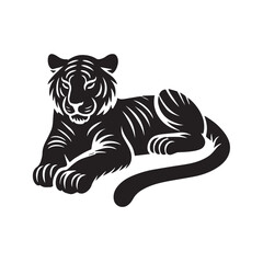 Bengal Tiger Taking Rest Animal Vector Illustration Silhouette