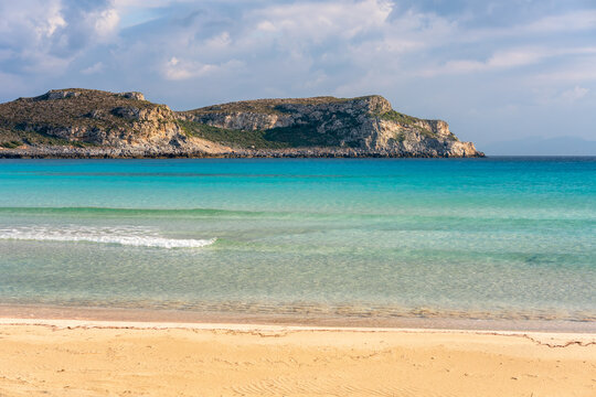 Simos beach in Elafonisos island at sunset