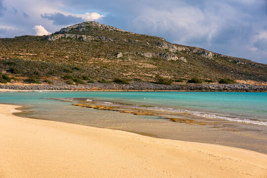 Simos beach in Elafonisos island at sunset