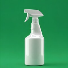 White Spray Bottle: Isolated on green Background