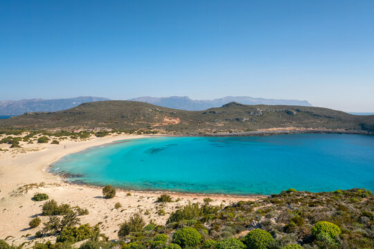 Simos beach with turquoise water, Elafonisos island