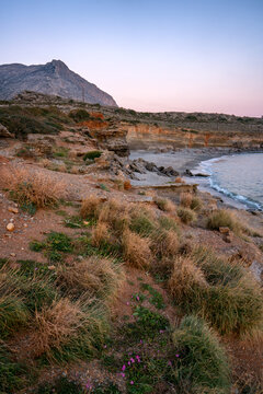 Aspes beach at sunset, with turquoise sea in the background