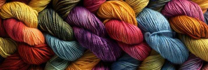 Intricate Yarn Texture Pattern with Vibrant Hues and Symmetrical Design Evoking Warmth and Comfort
