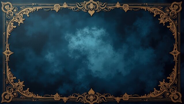 A dark and enchanting celestial whimsigothic background with intricate, hand-drawn Victorian-inspired swirls, delicate gold-foil moon phases, and faded astronomical symbols