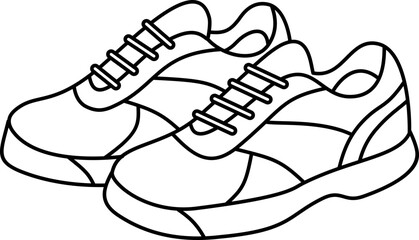 Pickleball Sport Shoes Gear And Equipment Outline Line Art Illustration Graphic Icon for Active Lifestyle Designs