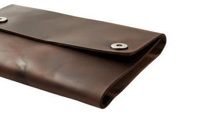 Leather Wallet Close-up: A stylish, textured leather wallet showcases craftsmanship, exuding a classic, vintage aesthetic