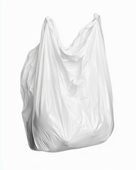 Fototapeta premium Hanging White Plastic Bag on White Background for Environmental Concepts