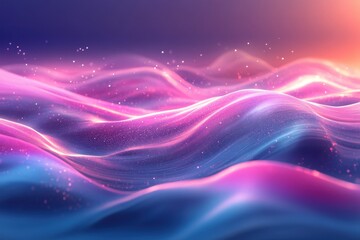 Obraz premium Colorful waves of light create a mesmerizing abstract landscape at sunset