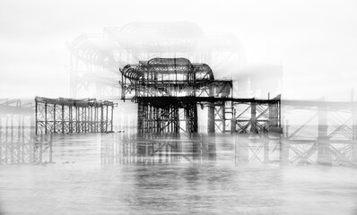 Remains of the West Pier in Brighton, Brighton and Hove, East Sussex, England