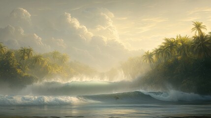 Fototapeta premium Surfer in tropical paradise