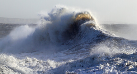 Storm waves (Storm Eowyn), Porthcawl Pier, South Wales