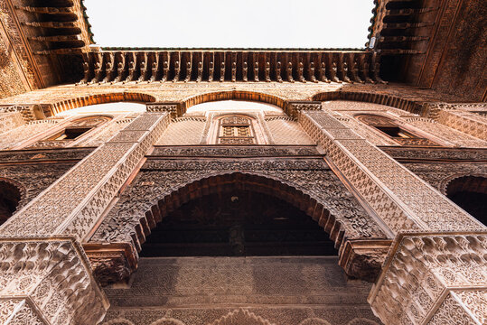 Beautiful interior and Islamic art, Al-Attarine Madrasa in the Medina of Fes, UNESCO
