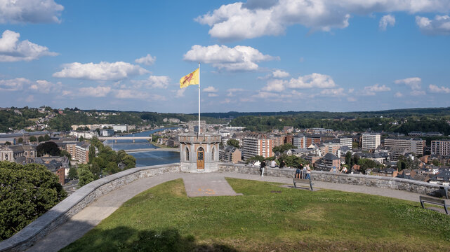View from the Citadel of Namur of Namur, a city and municipality, capital of the province of Namur and Wallonia,Namur, Wallonia, Belgium