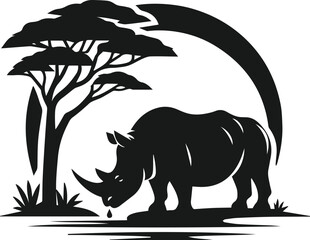 rhino animal vector silhouette