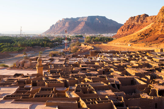 Old mudbrick village under reconstruction, in the Old town of AlUla, Medina Province