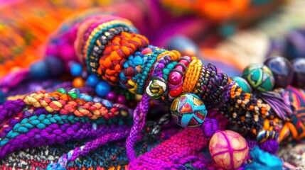 Vibrant handcrafted bracelets at market