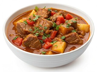 Stewed pork goulash isolated on transparent background
