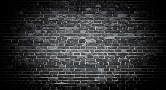 Fototapeta 深みのある暗闇に浮かぶ古レンガ壁 陰影際立つ質感