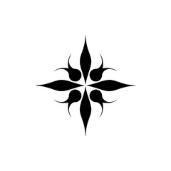 Abstract Black Flourish: Geometric Symmetry on White Background