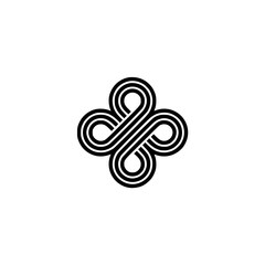 Fototapeta premium Geometric Abstract Black and White Knot Logo Design