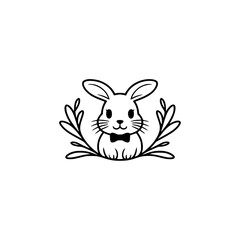 Charming Easter Bunny Logo in Minimalist Line Art Style