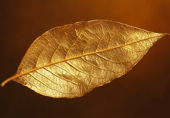 Obraz premium Golden Leaf Vein Detail Close-up Symbolizing Wealth Luxury and Natural Beauty