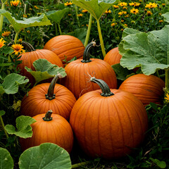 pumpkins in the garden