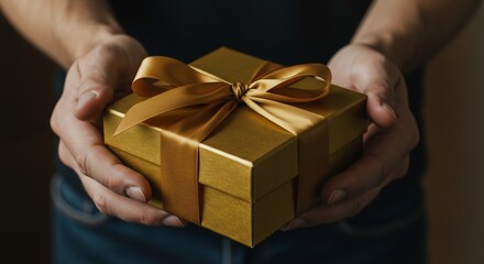 黄金の贈り物 温かい光で優しく包む 両手