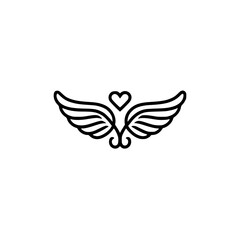 Obraz premium Heart and Wings Line Art Logo on White Background, Emblem Design