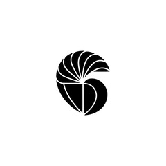 Abstract Geometric Shell Logo, Black and White on Soft Background