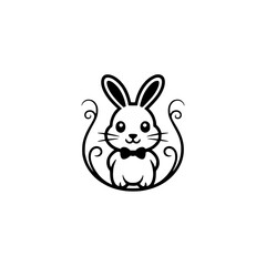Elegant Black and White Bunny Logo: Minimalist Design