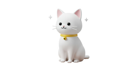 Isolated Cute White Cat Cartoon
