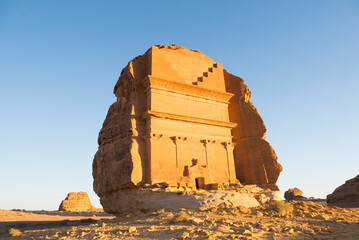 Tomb of Lihyan, son of Kuza (Qasr al-Farid), carved into sandstone outcrop within the Site of Hegra, UNESCO, AlUla, Medina Province