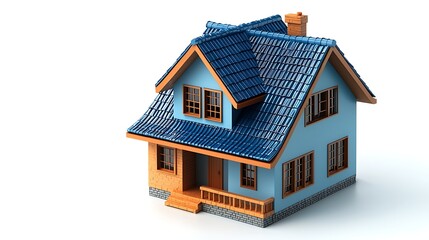 Blue House Model Home Real Estate Architecture Design