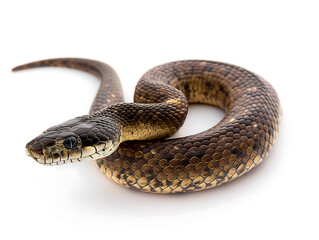 Fototapeta premium Elegant Coiled Snake with Intricate Scale Patterns for Wildlife Themes